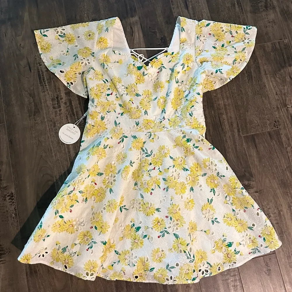 Two Sisters The Label Yellow Floral Eyelet Dress NEW Size 10 - Image 2