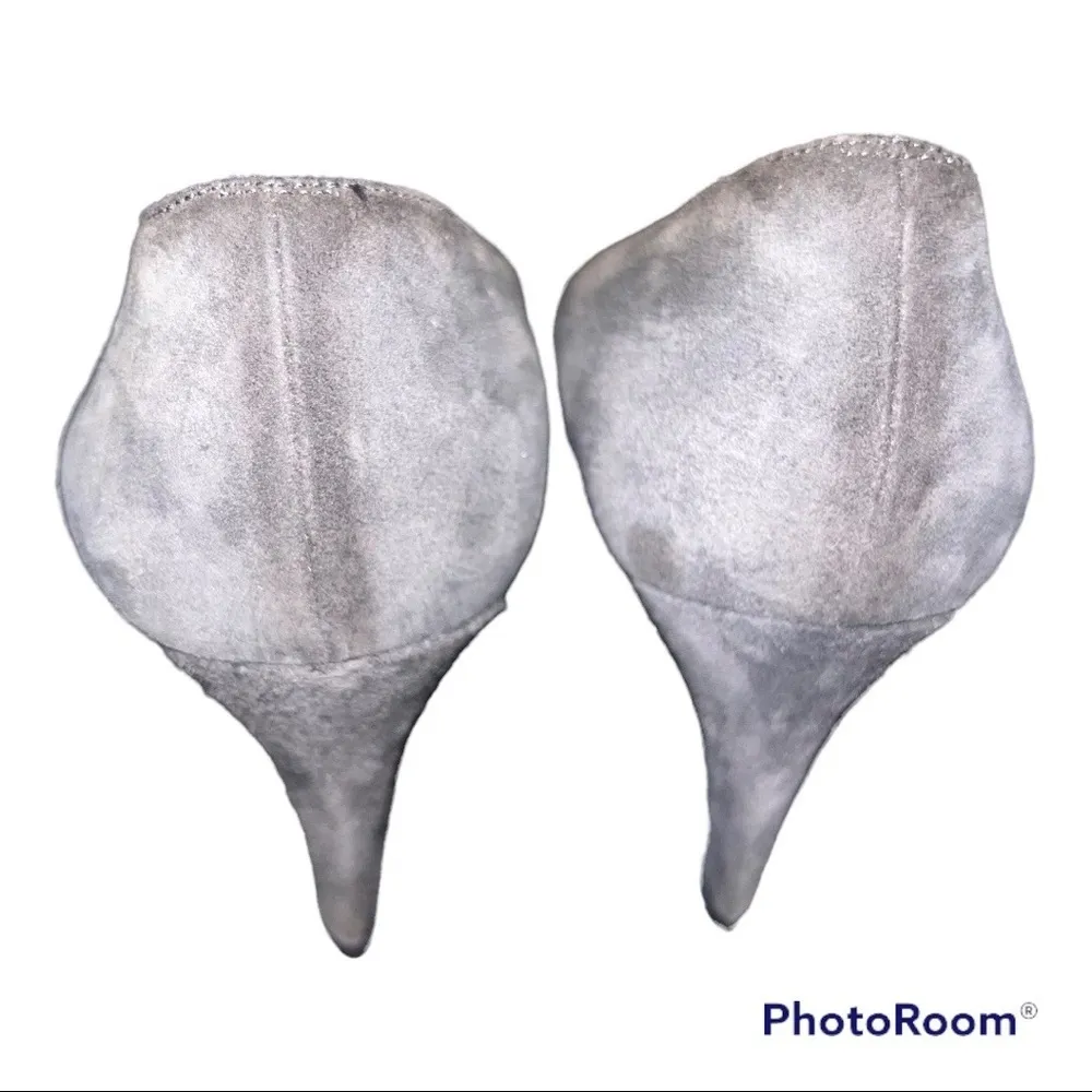 Vintage YSL Suede Colorblock Pumps Heels Gray Size 6.5 - Image 7