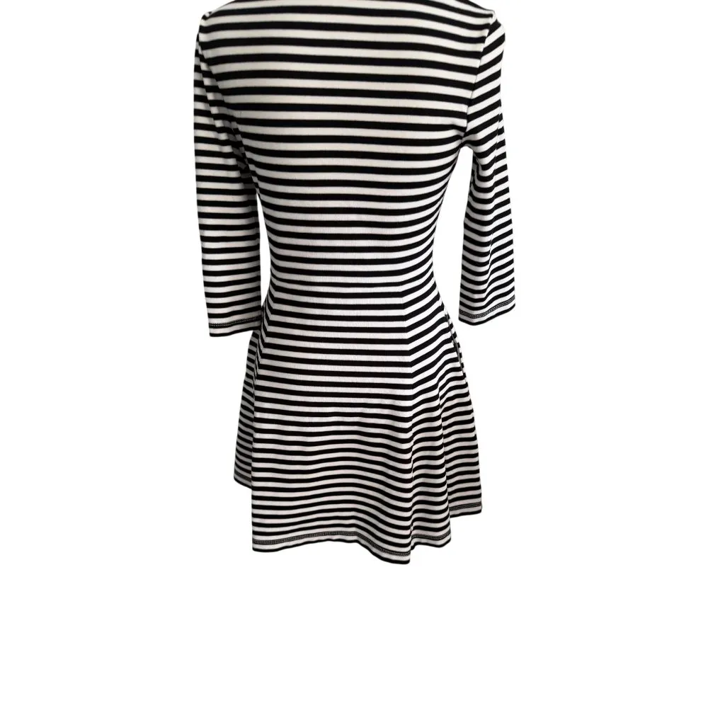 KATE SPADE Broome Street Black White 3/4 Sleeve Striped Dress Size Small - Image 7