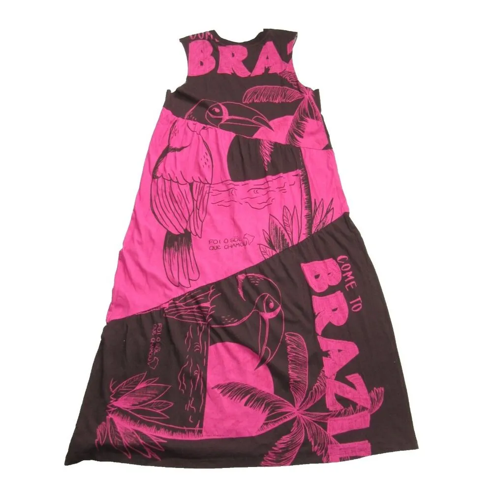 NWT FARM Rio Tiered Graphic T-Shirt Midi in Pink Combo Brazil Dress L $188 - Image 5
