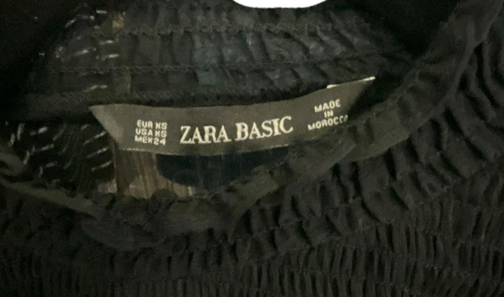 Zara Black Sheer Smocked High Neck Smocked Front Panel Ruched Sleeve Dress - Image 11