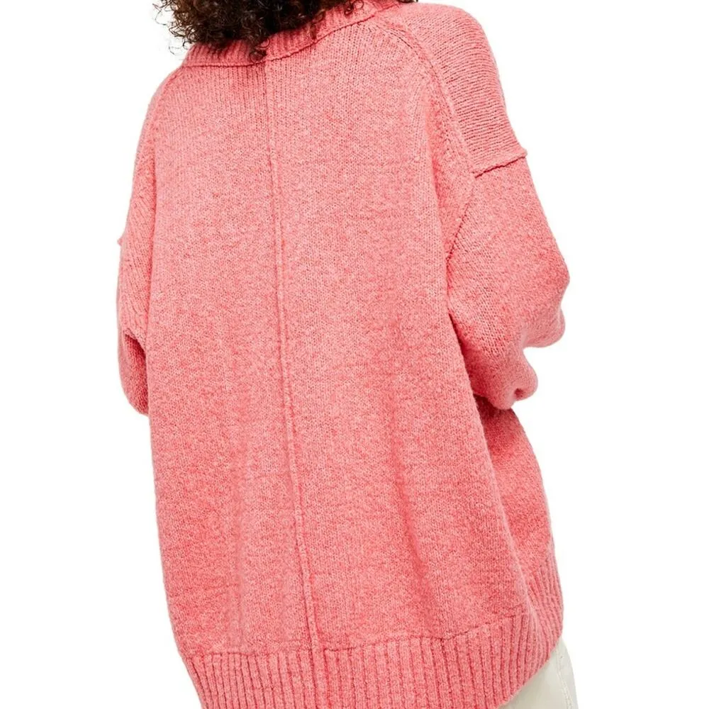 NEW Free People Sweater Brookside Bright Pink Scoop Neck Tunic Women’s Small - Image 5