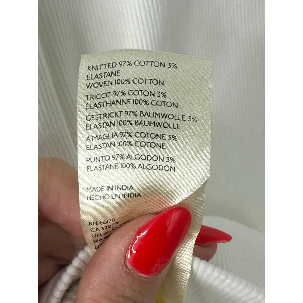 Maeve By Anthropologie Top Womens L Off White Tank Ribbed Ruffle Collar Scoop Size L - Image 7