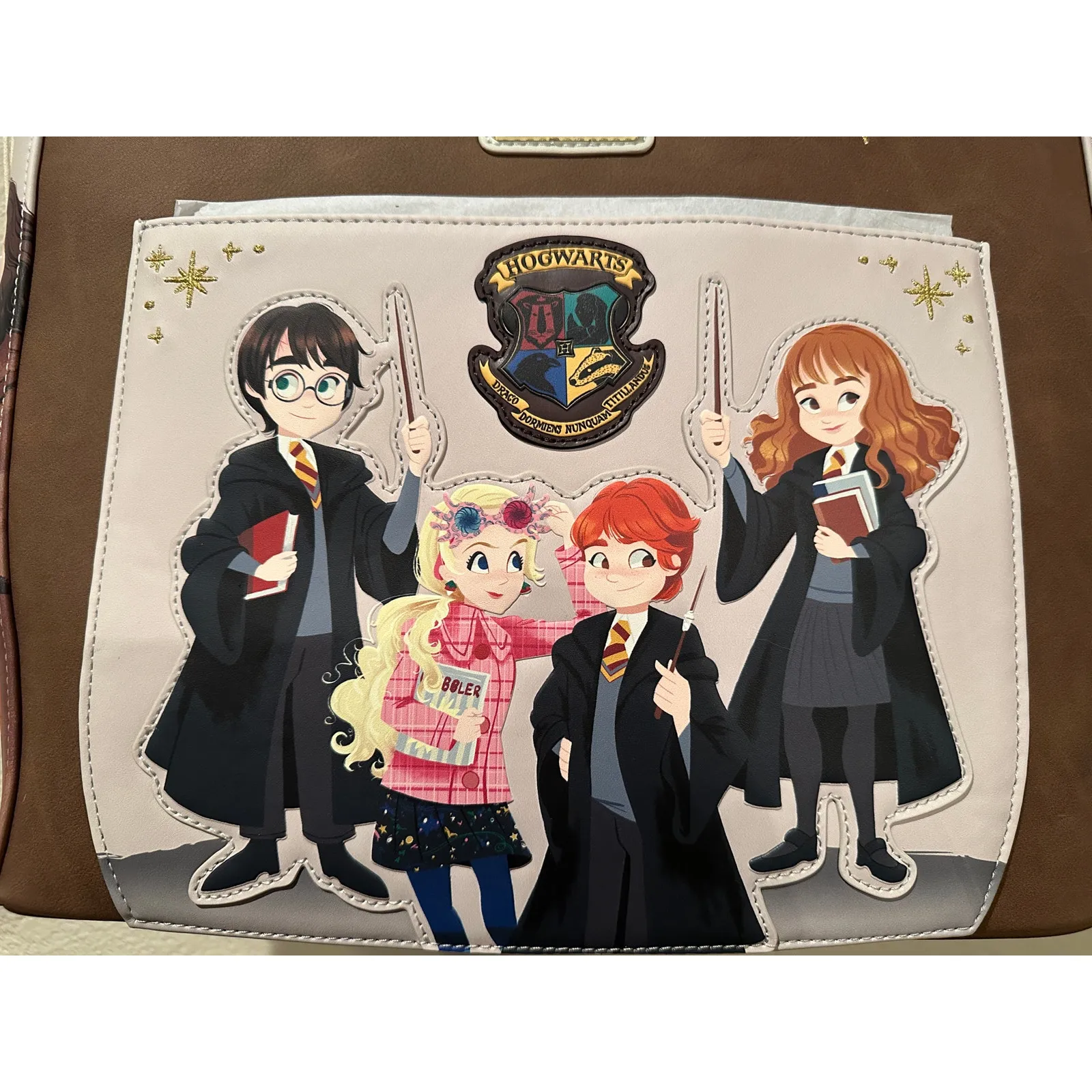 NWT Harry Potter Hogwarts Convertible Backpack and Tote Crossbody Bag Brown - Image 2