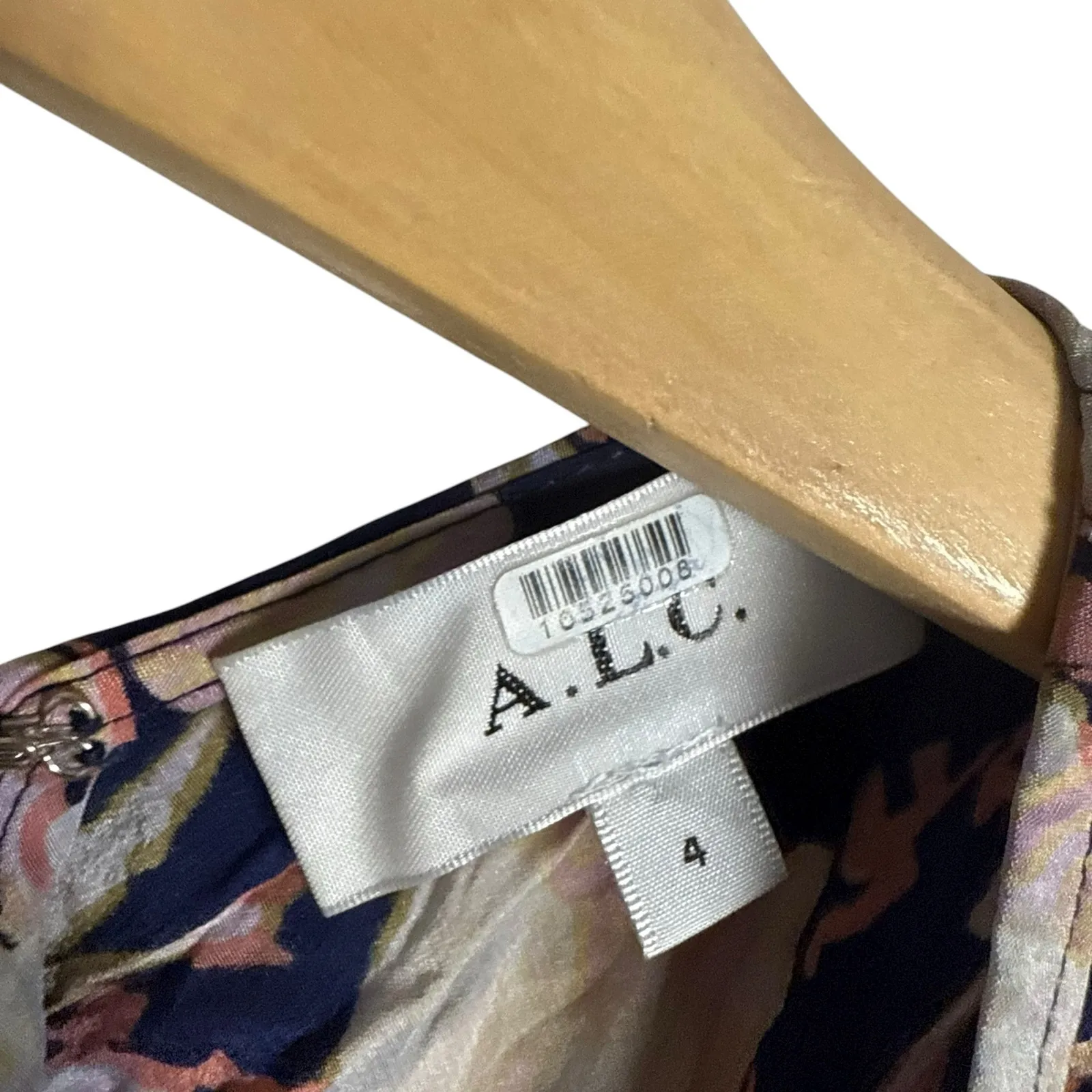 A.L.C. Remy Navy Pink Floral Print Silk Blend Short Sleeve Midi Dress Size 4 - Image 9