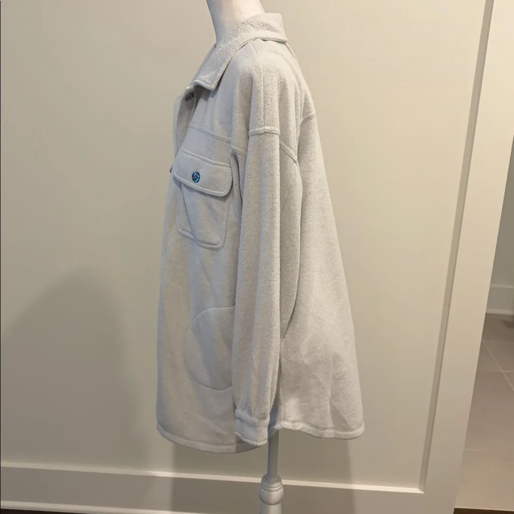 White Birch Oversized Soft Gray Fleece Shirt Jacket Sz S - Image 3
