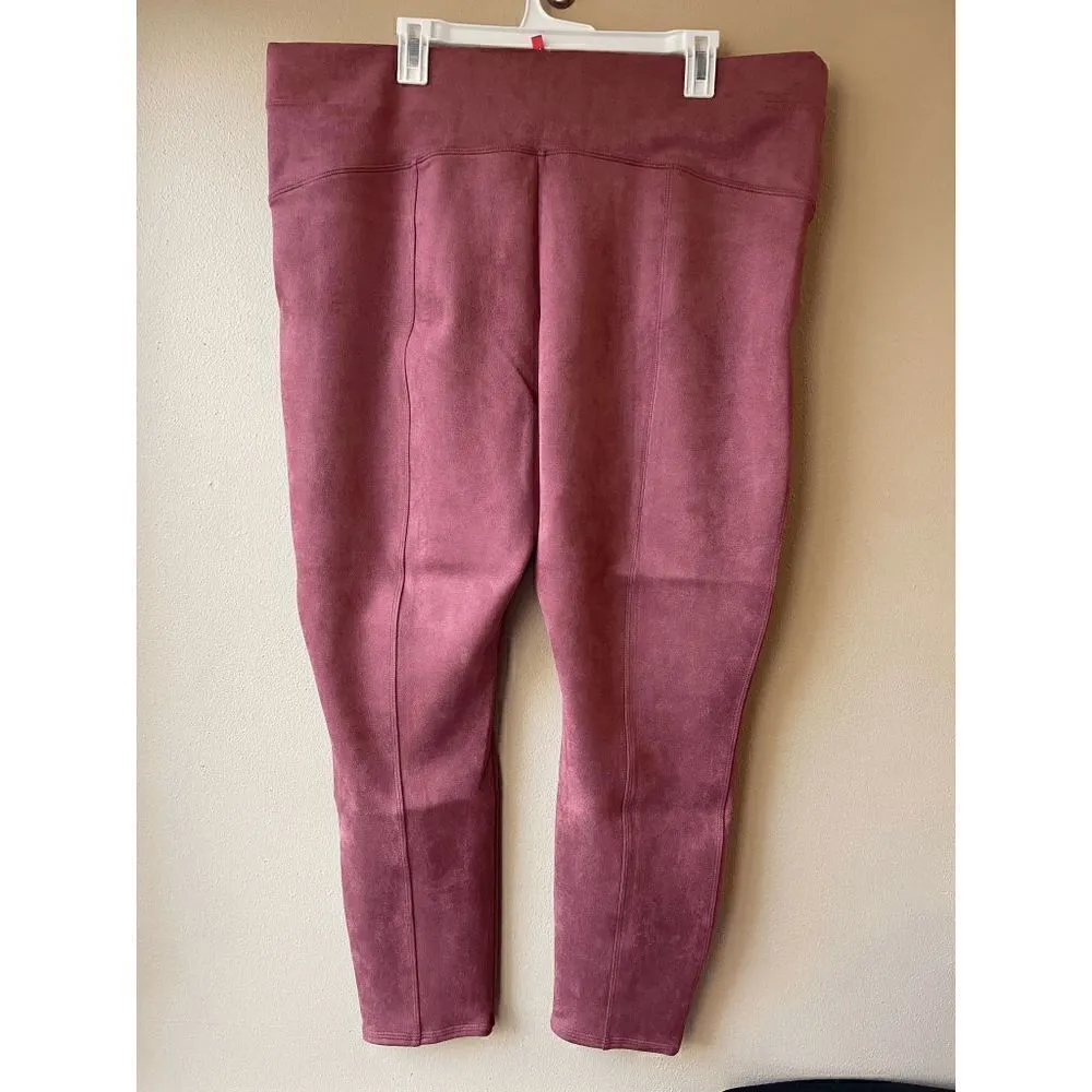Spanx Faux Suede Leggings in Rich Rose Women's Size 3X Petite - Image 2