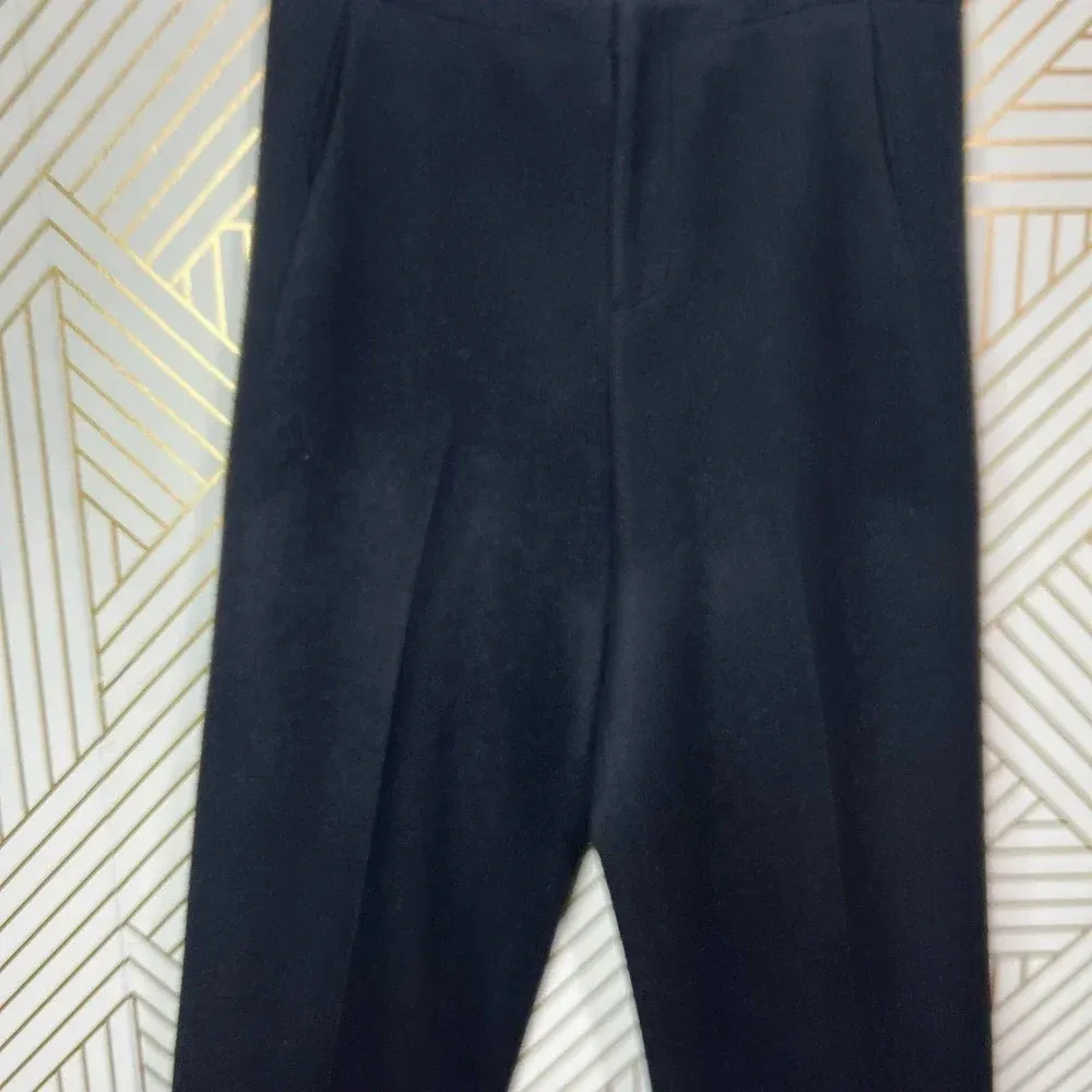 Collection PRIVĒE Black Wool Blend Fleece Cropped Trouser Pants Size 48 / US 12 - Image 8