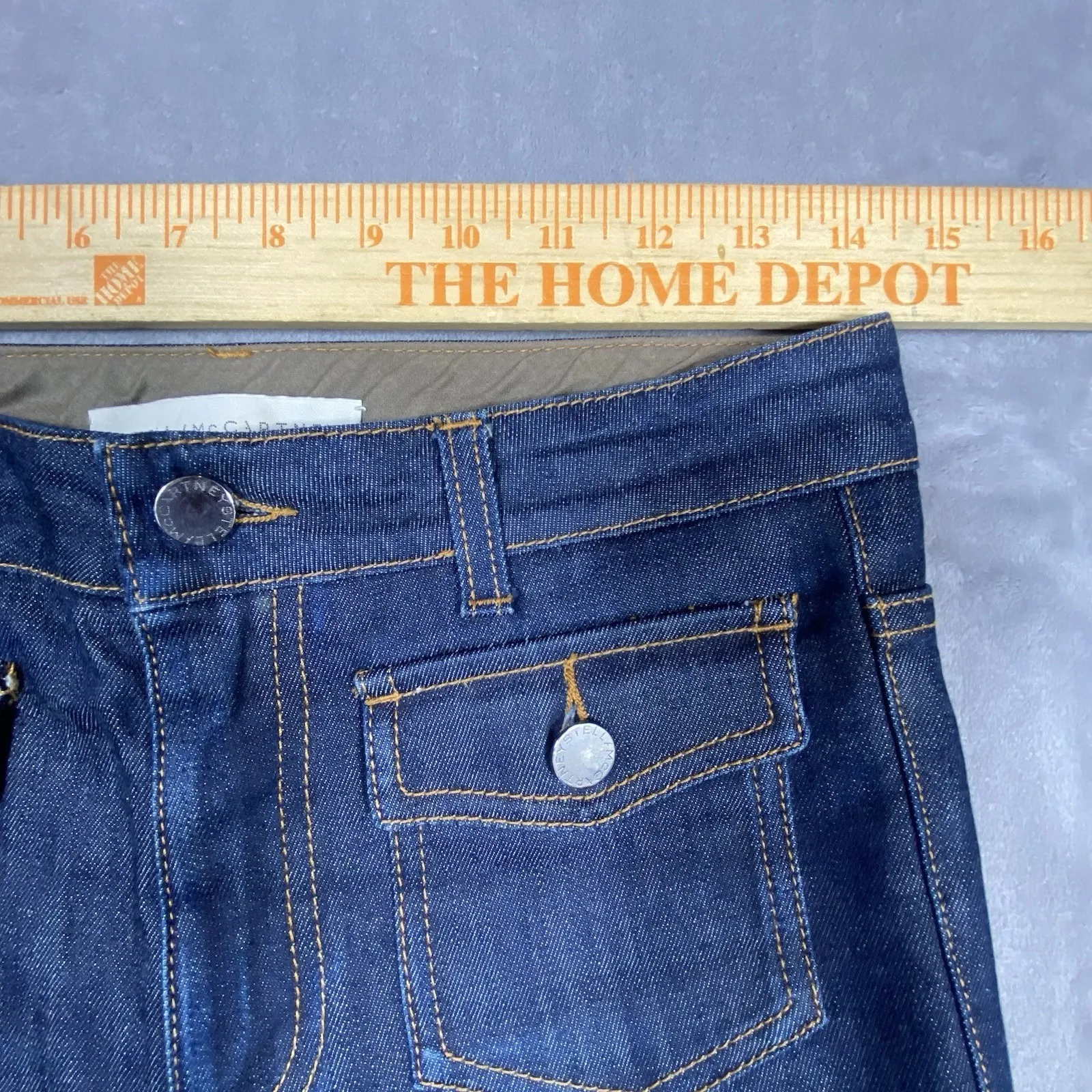 STELLA McCARTNEY Jeans 70's Flared 27 Boho Festival Designer Italy Blue Denim - Image 10