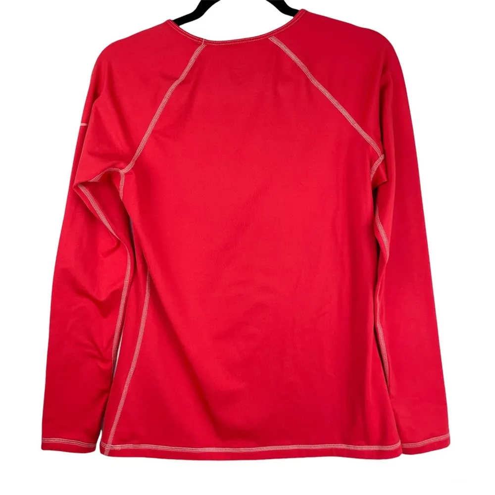 Nike Pro Womens Long Sleeve Thermal Fleece Lined Dri Fit Top Sz Large Red Orange - Image 2