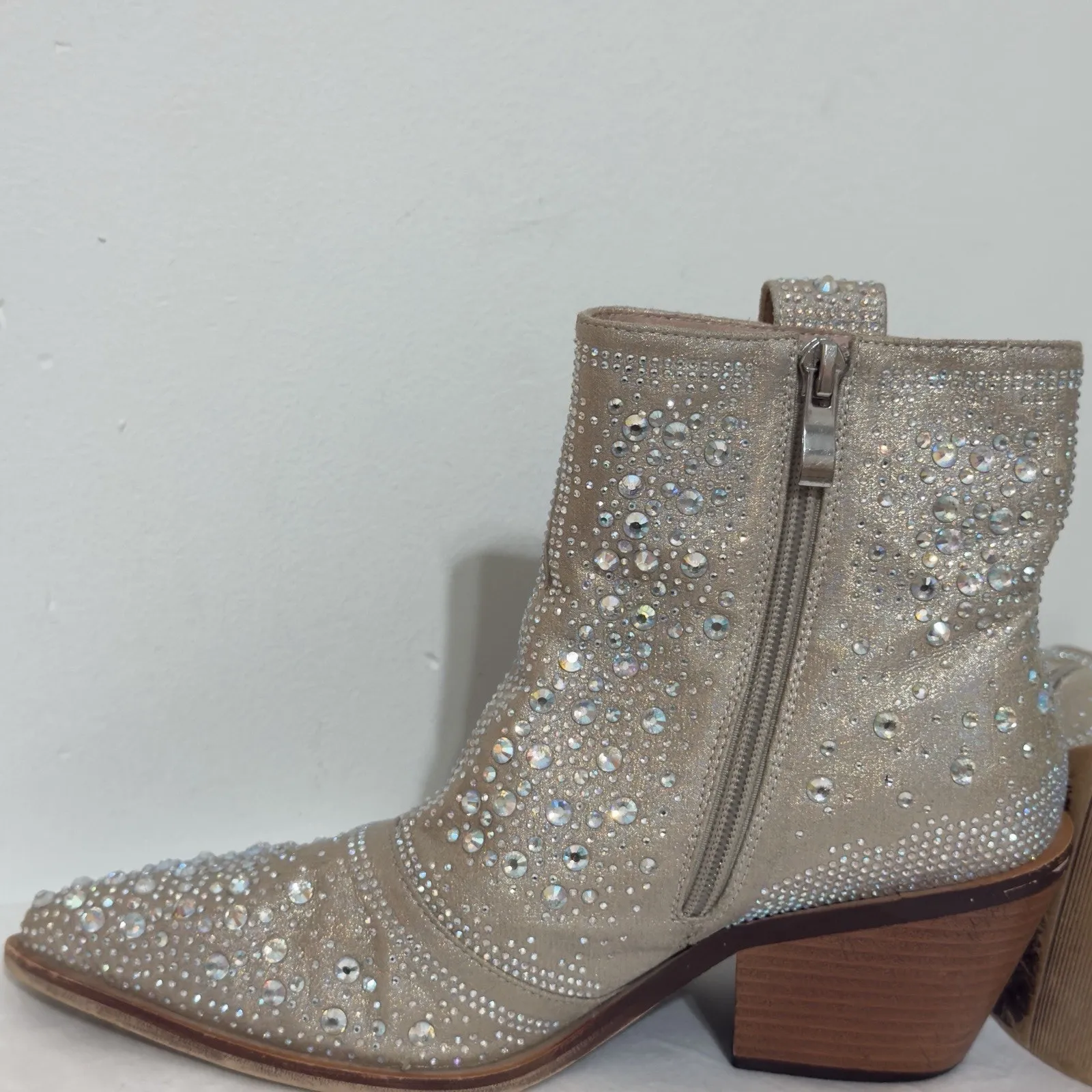 Isnow Women’s Ankle Boots Size 6 – Rhinestone Detail, Sparkly Fashion Silver - Image 9