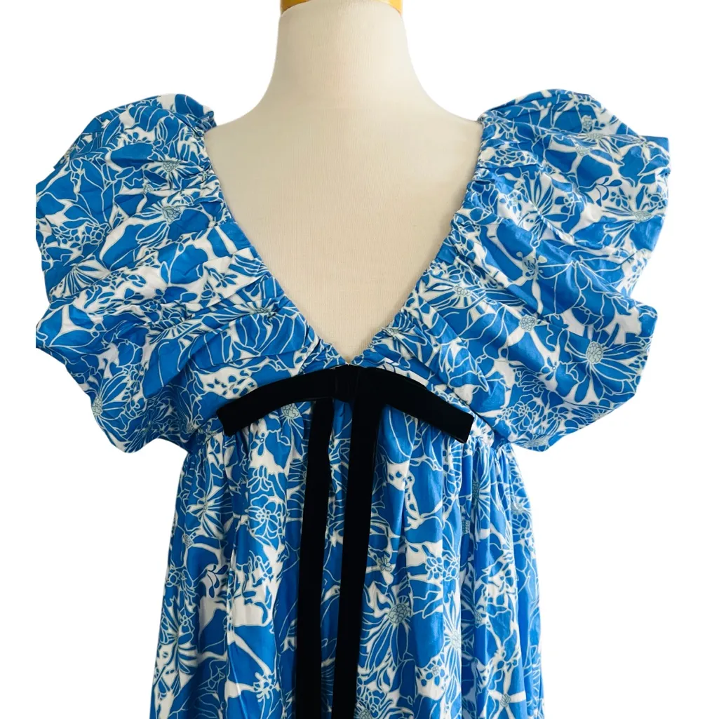 O.P.T Didi Mini Dress Blue Floral Size Large NWOT - Image 4