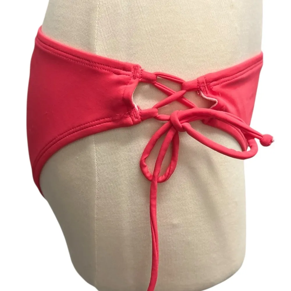 SunDazed Kylie Strappy Bikini Bottom Sun Coral XL Boho Beachwear Poolside Glam Pink - Image 4
