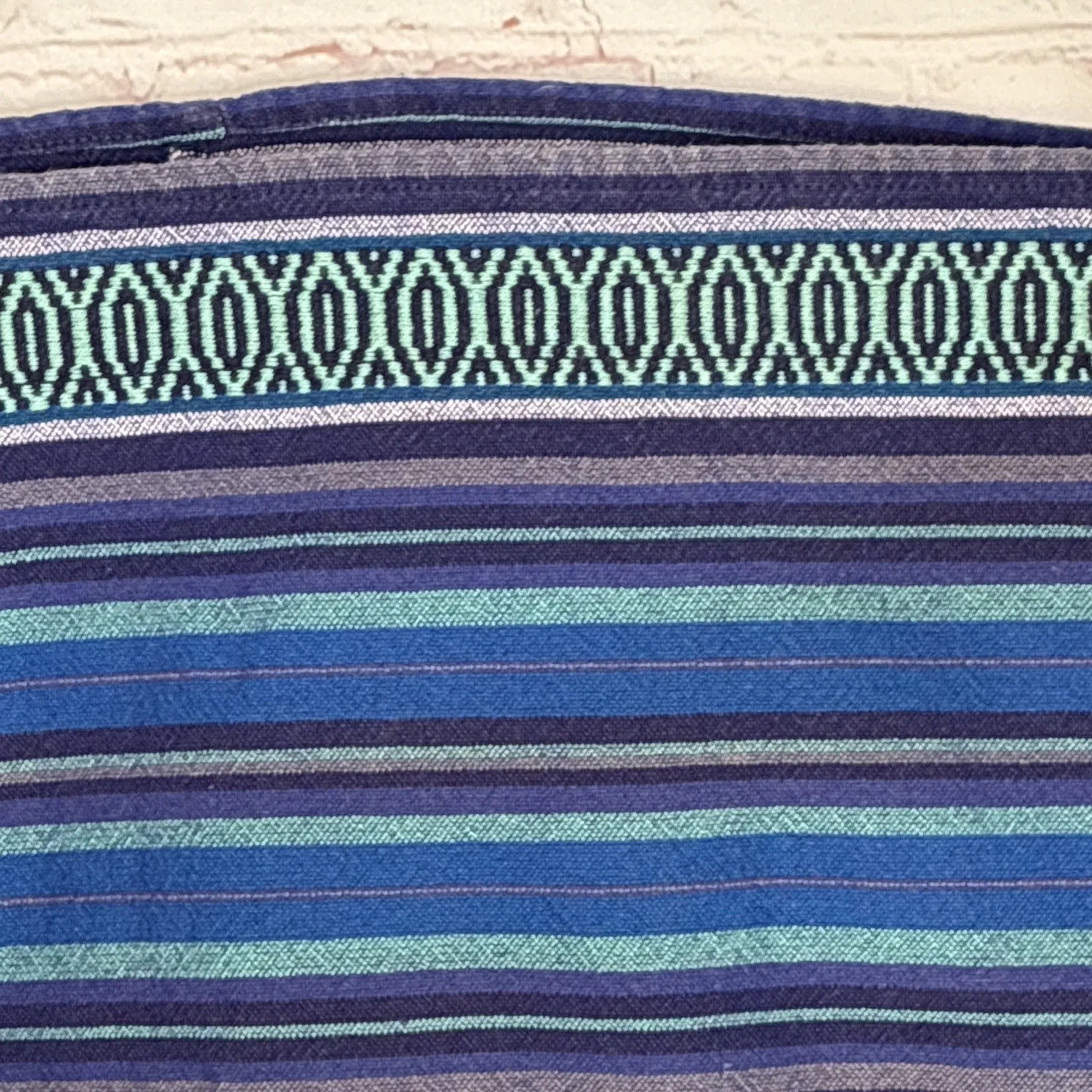 Y2K American Eagle Mini Skirt Size 6‎ Blue Tribal Stripe  Cotton Boho Festival - Image 3