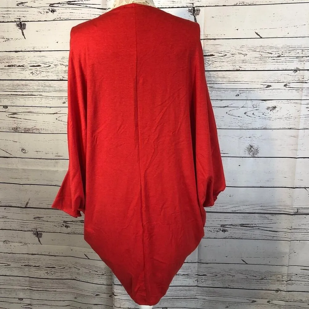 WONDERLUSH Layers by Lizden Knit Jersey Cocoon Cardigan red size medium to large - Image 9