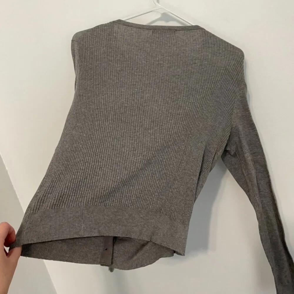 CABI Applique Cardigan 100 Gray Black Crochet Lace Preppy 100% Cotton Sweater S - Image 13