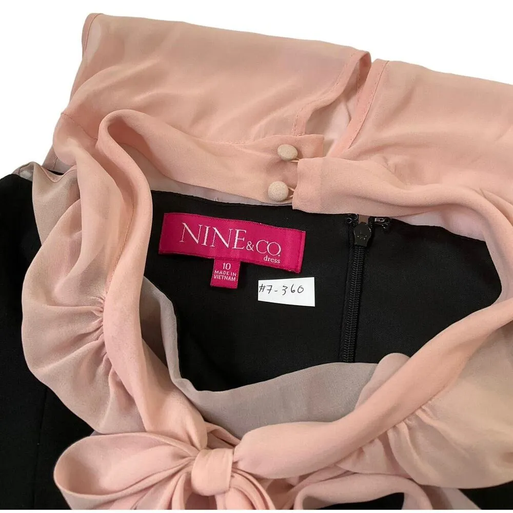Nine & Co Women Size 10 Bodycon Dress Black Pink Ribbon Bow 7-360 - Image 5