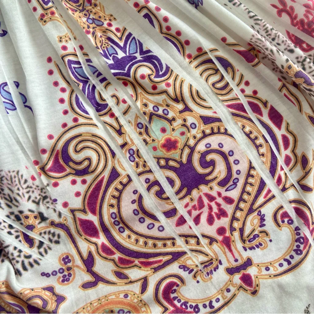 Y2K Vtg Crochet Boho Mini Dress Paisley Desert Pastels Indie S Small Forever 21 - Image 9