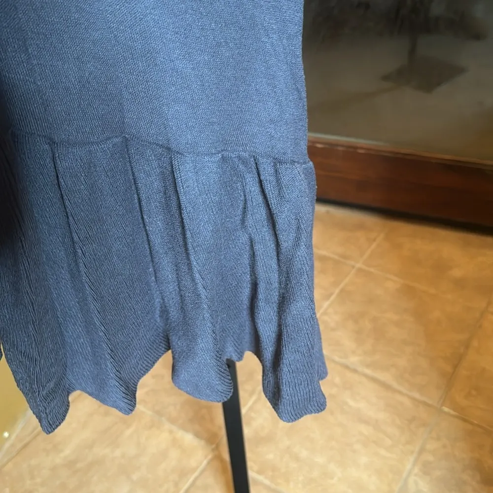 Garnet Hill Cardigan Sweater Gray Cotton Blend Open Front Ruffle Hem Size Medium - Image 3