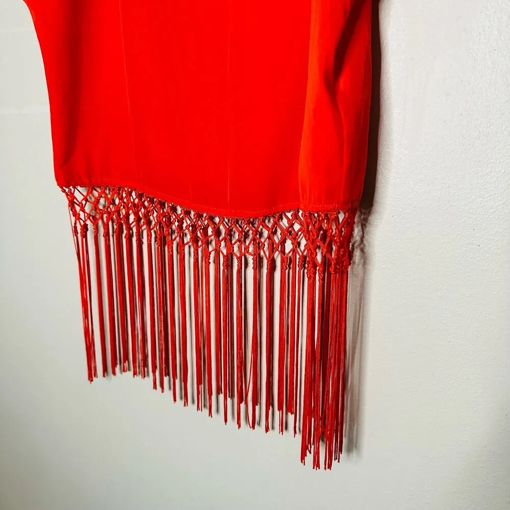 NWT Michael Michael Kors Burnt Orange Short Sleeve Fringe Bottom Top Size XS - Image 6