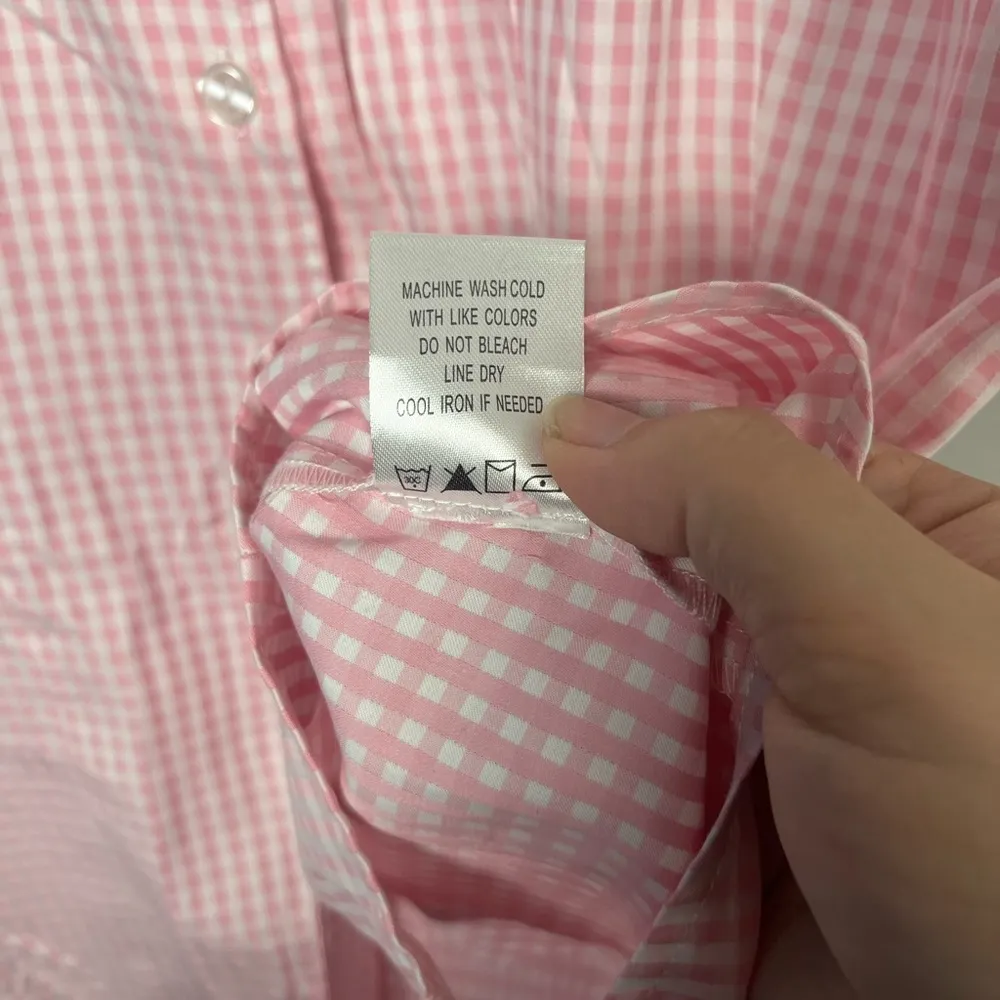 Tyler Boe Pink Gingham Ruffle Collar button down Tank top cotton size 6 - Image 4