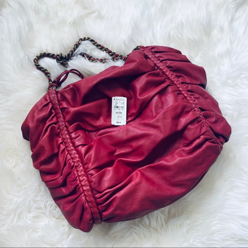 🍒Elie Tahari🍒 Red/Berry Leather Bag With Chain and Leather Straps - Image 14