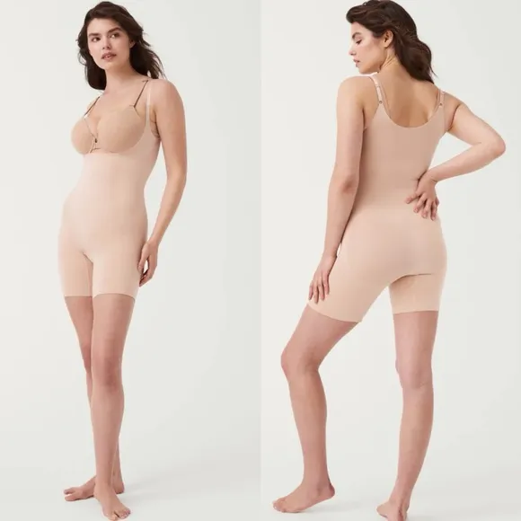NWOT SPANX OnCore Sculpting Open-Bust Mid-Thigh Bodysuit in Soft Nude - Image 2