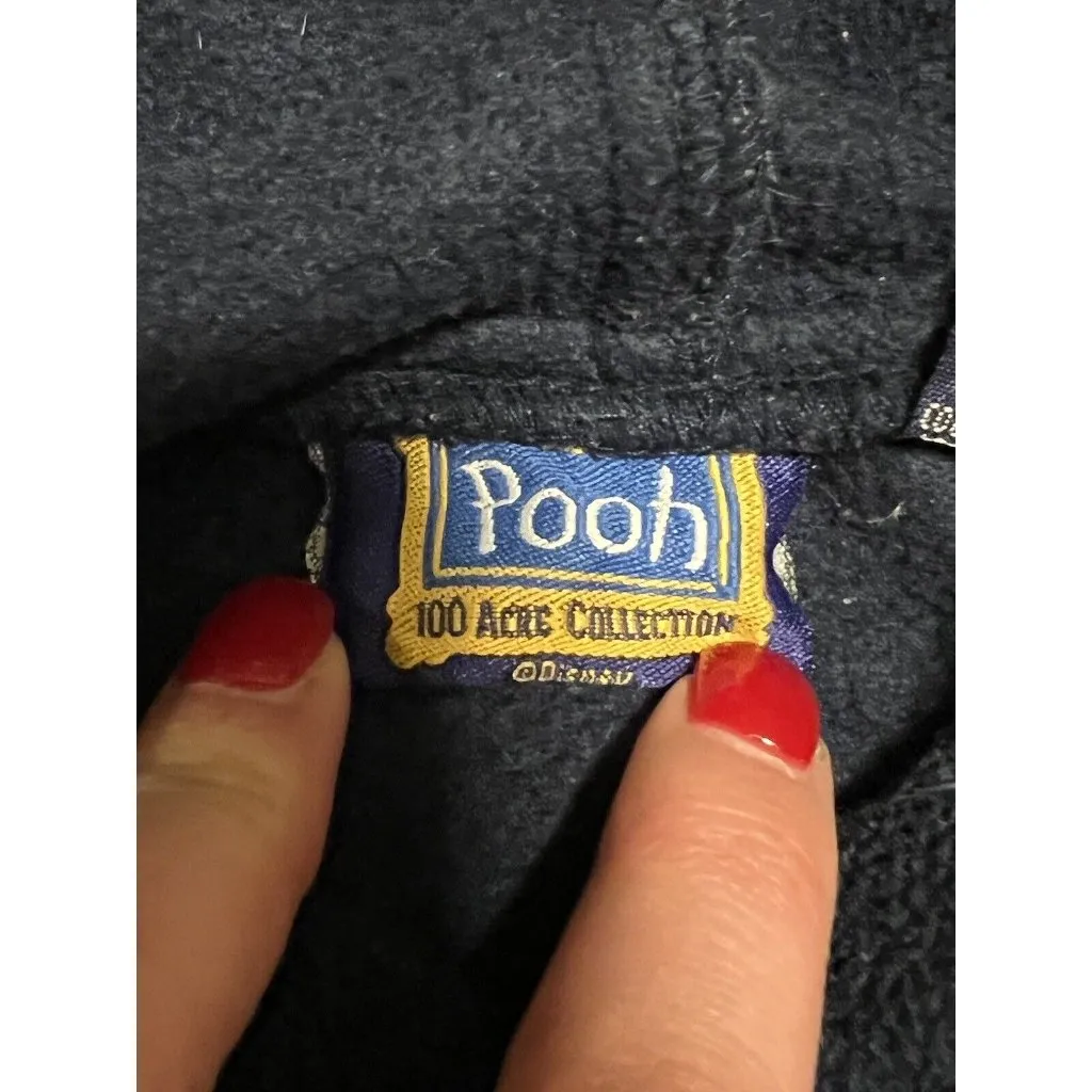 Pooh 100 Acre Collection‎ Hooded Pull Over Fleece Sweatshirt Jacket Size Small Blue - Image 4