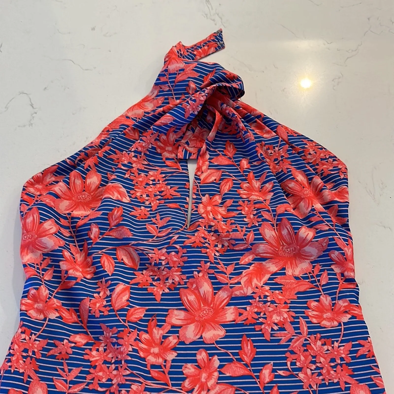 Badgley Mischka Belle Badgley Mischka Floral Halter Top Dress Size Women's 2 - Image 3