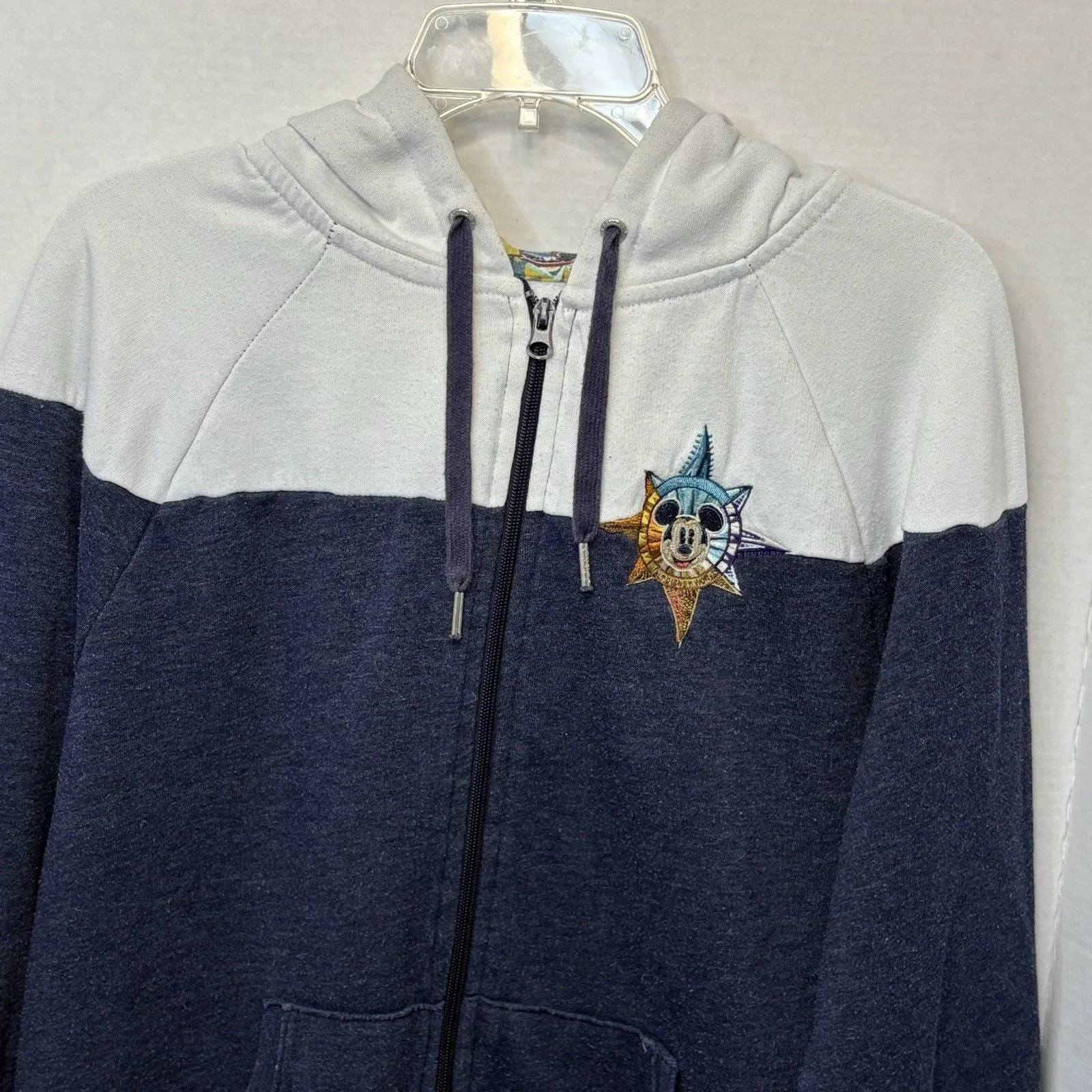 Disneyland Resort Zipped Hoodie Embroidered Mickey Compass Blue/White Size Large - Image 2