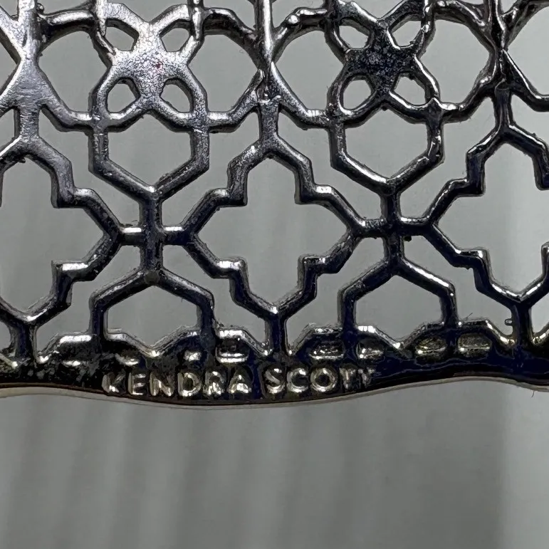 Kendra Scott Candice Cuff Bracelet Geometric Filigree Rhodium Silver Tone - Image 8