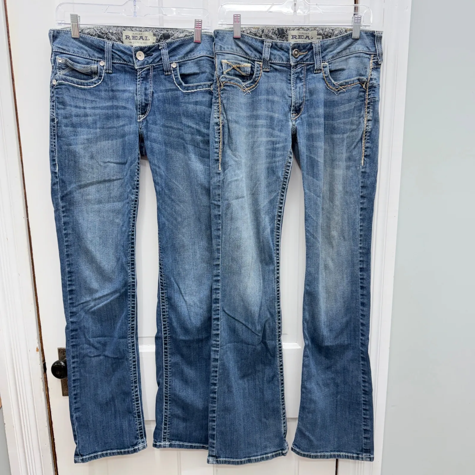 2 Ariat REAL denim western boot cut straight leg jeans women's 30L 30 long tall - Image 3