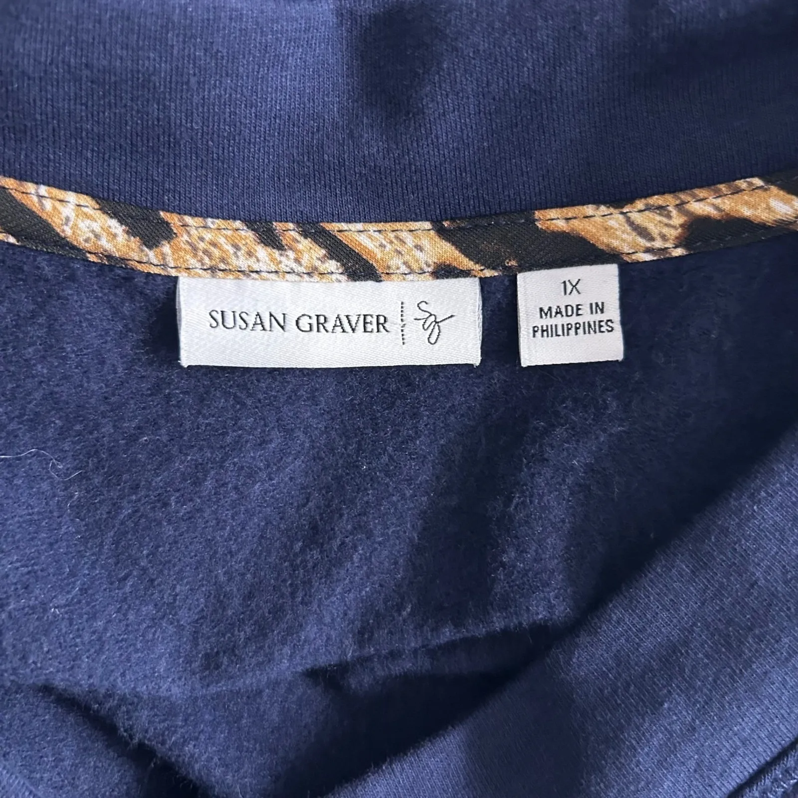 Susan‎ Graver Tunic Sweater 1x Fleece Navy Blue - Image 6