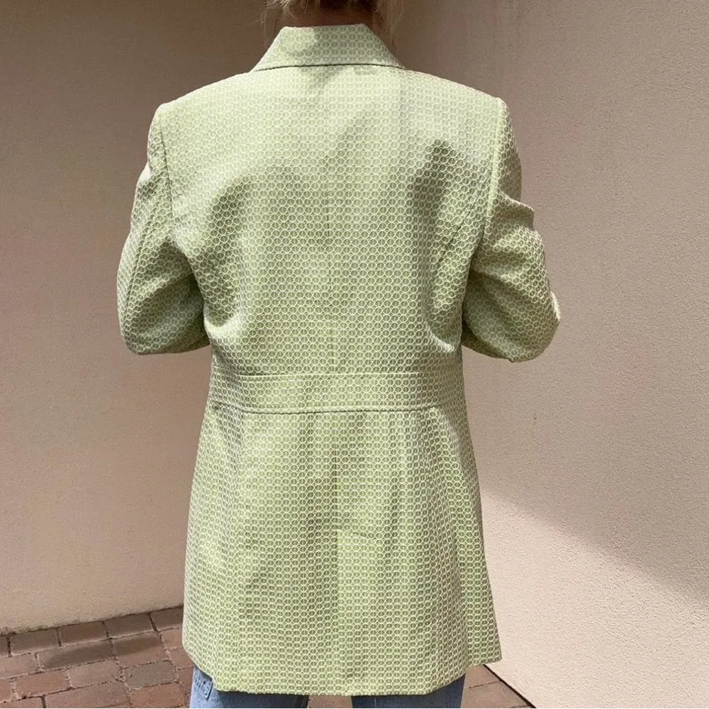 Cute green and white patterned trench coat style jacket - Image 4