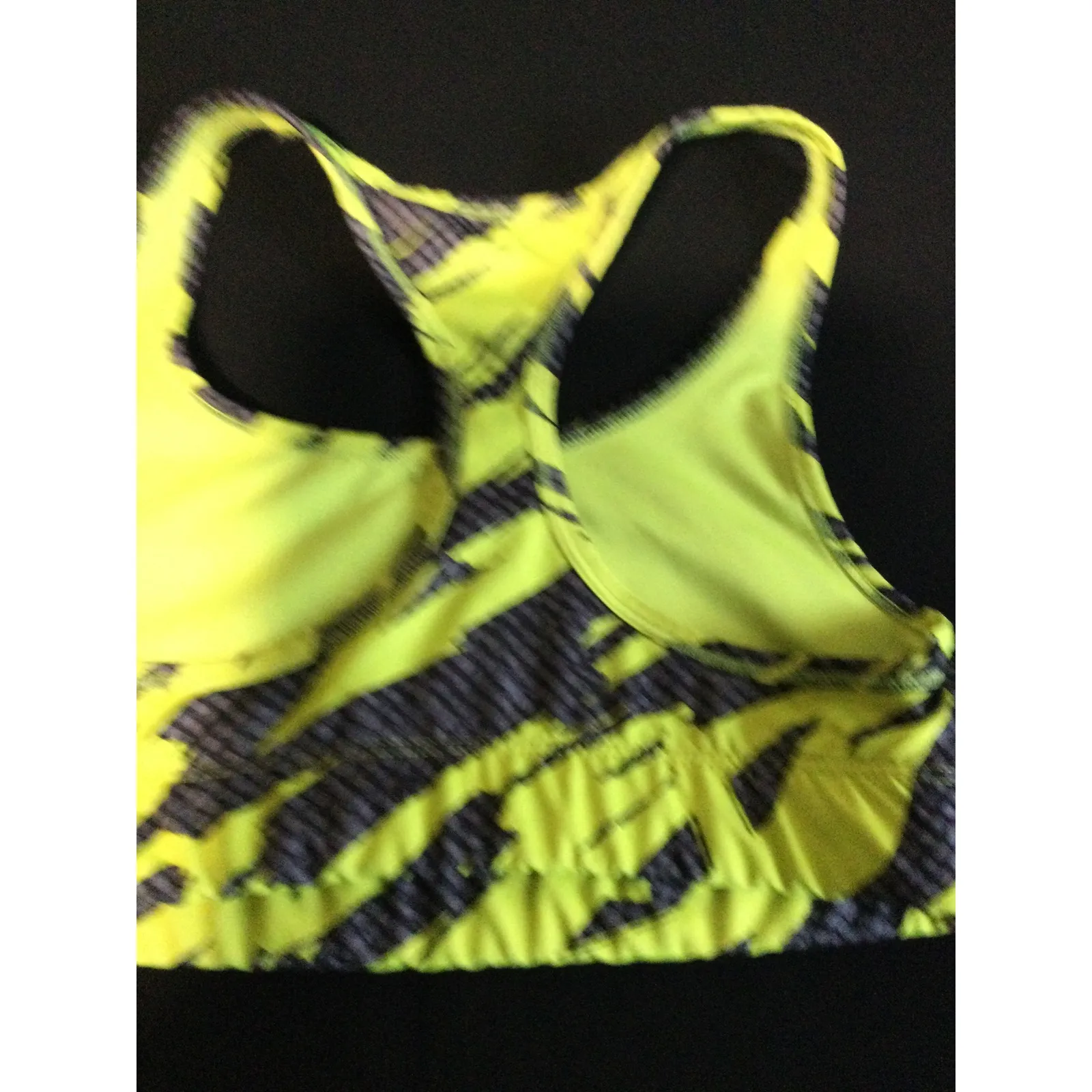 Champion Sports Bra Neon‎ Yellow Gray Zebra Print Racerback Athletic Top size M - Image 2