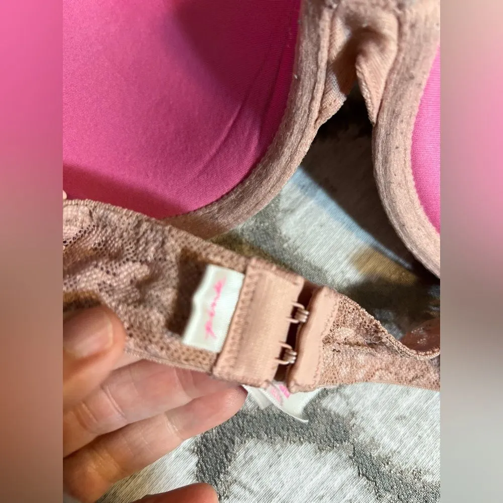 PINK by Victoria Secret Push-Up Bra in Nude/Blush Pink w bright pink lining 32C - Image 4