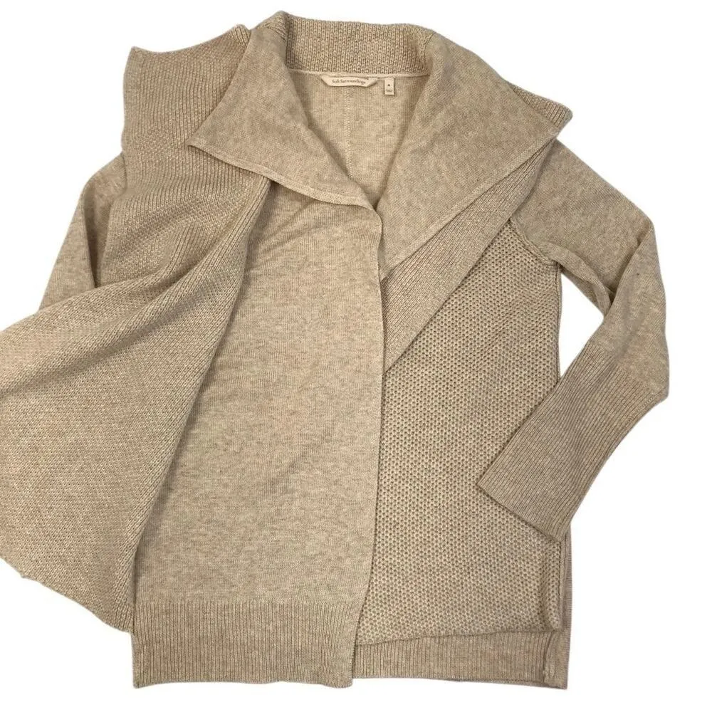 SOFT SURROUNDINGS Kendle Wool Blend Cardigan Women M Cream Drapped Classic Boho - Image 5