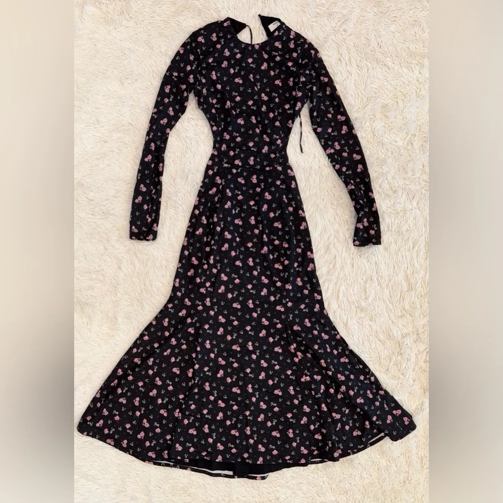 NWOT House Of CB Octavia Backless Dainty Floral Print Midi Dress Black Size XS - Image 4