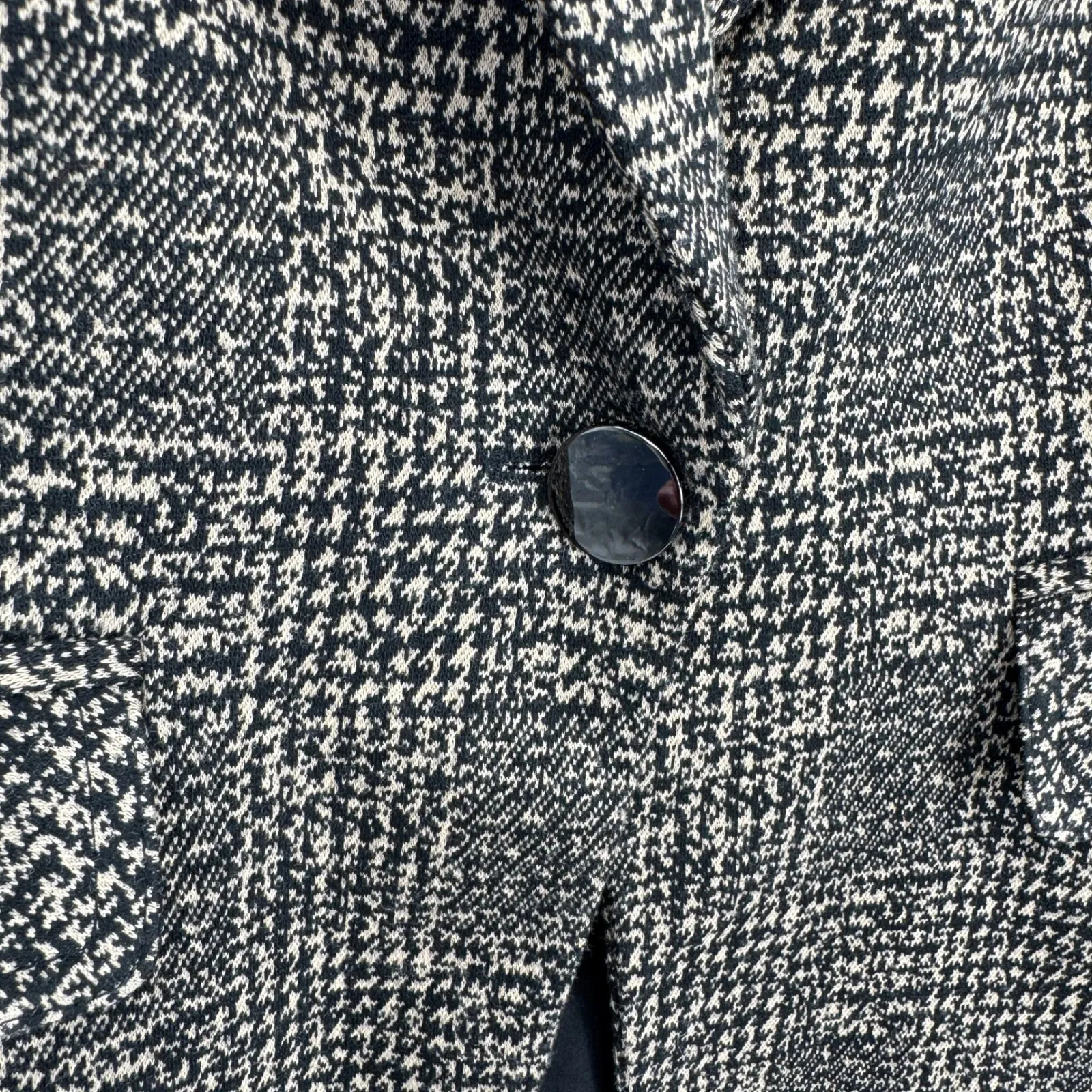 Elie Tahari Plaid Blazer Jacket Women 12 Black Beige Single Button Lined Pockets - Image 6