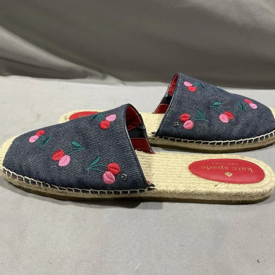 Kate Spade Rosie 2 Cherry Embroidered Denim Mules - Image 4
