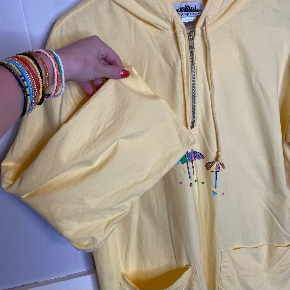 vintage Metropolitan yellow umbrella hoodie dress Size L - Image 6