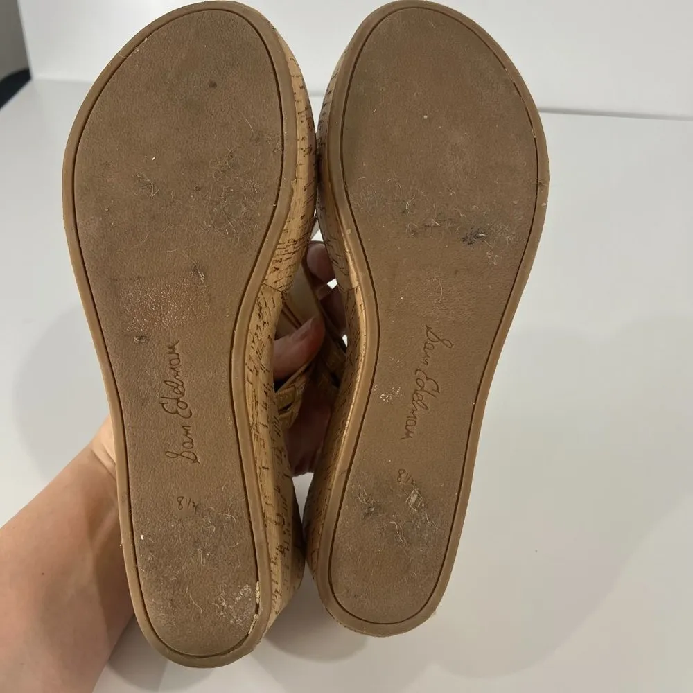 Sam Edelman Size 8.5 Cork Wedge Thong Sandals - Image 5