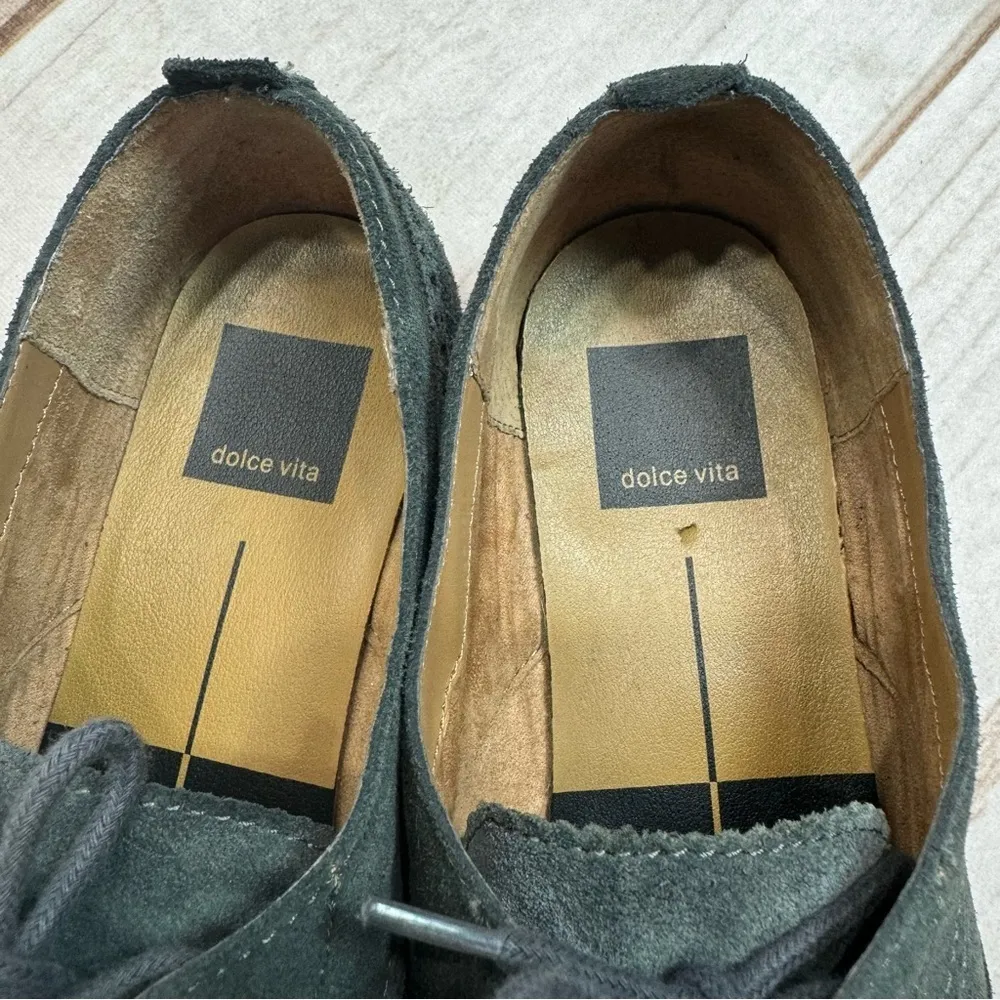 Dark Gray Genuine Suede Lace Up Oxford Shoes Dolce Vita Size 6.5 Wing Tips Flats - Image 10