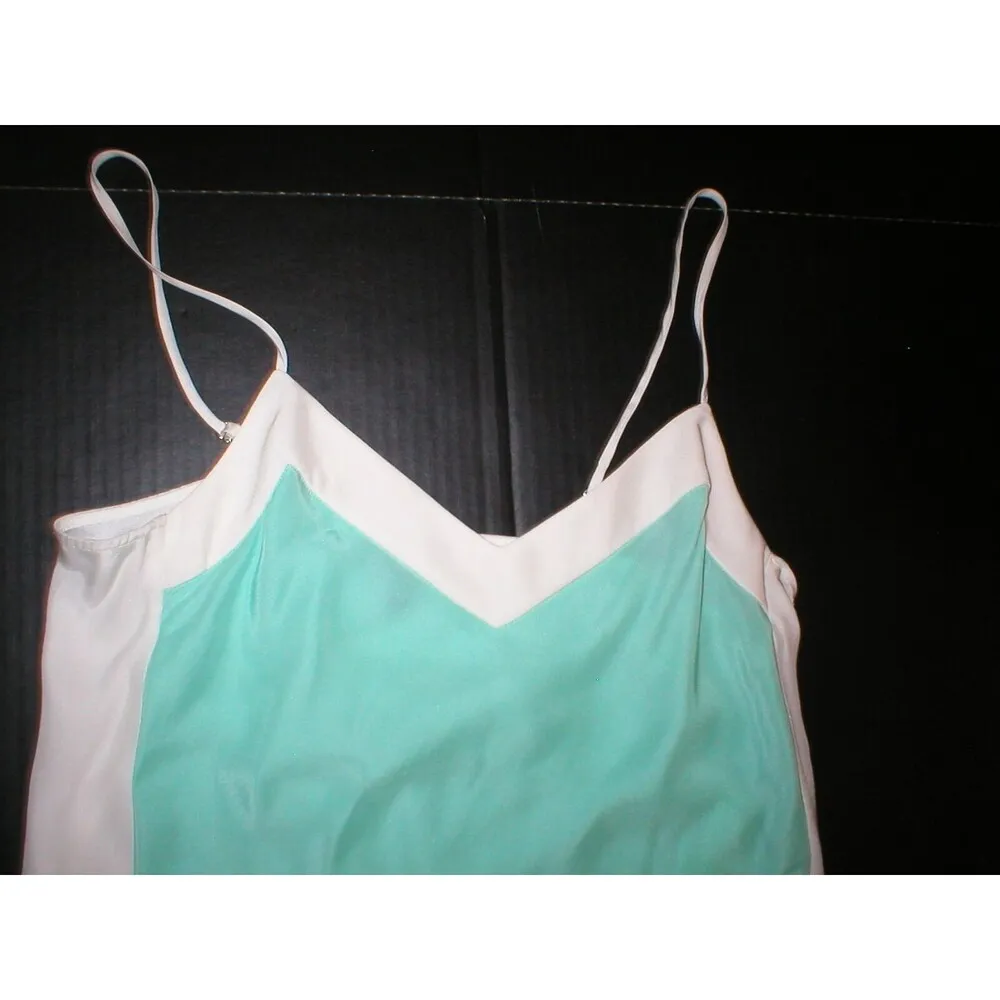 NWT $228 W Worth NY Womens 4 Top Designer New York Blouse Silk Tank Green White - Image 2