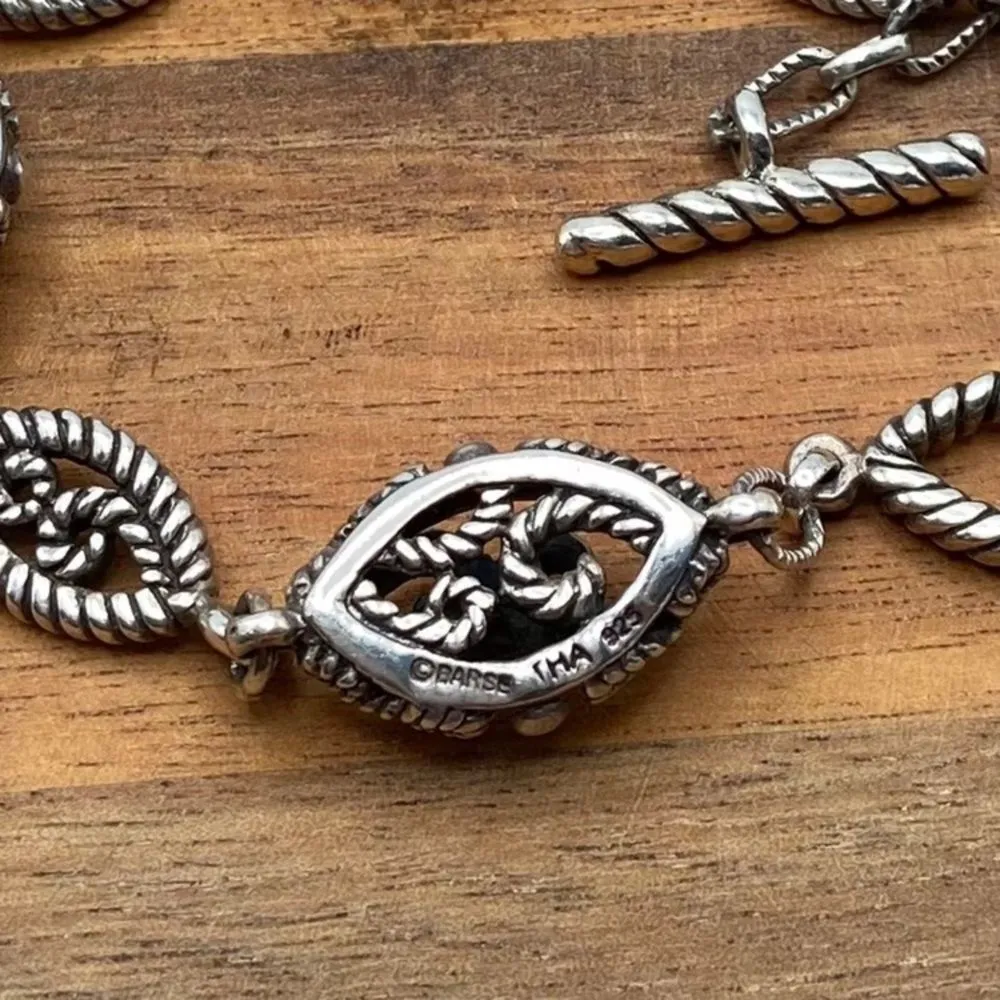 BARSE Oxidized Sterling Silver Rope Oval Link Toggle Bracelet - Image 8