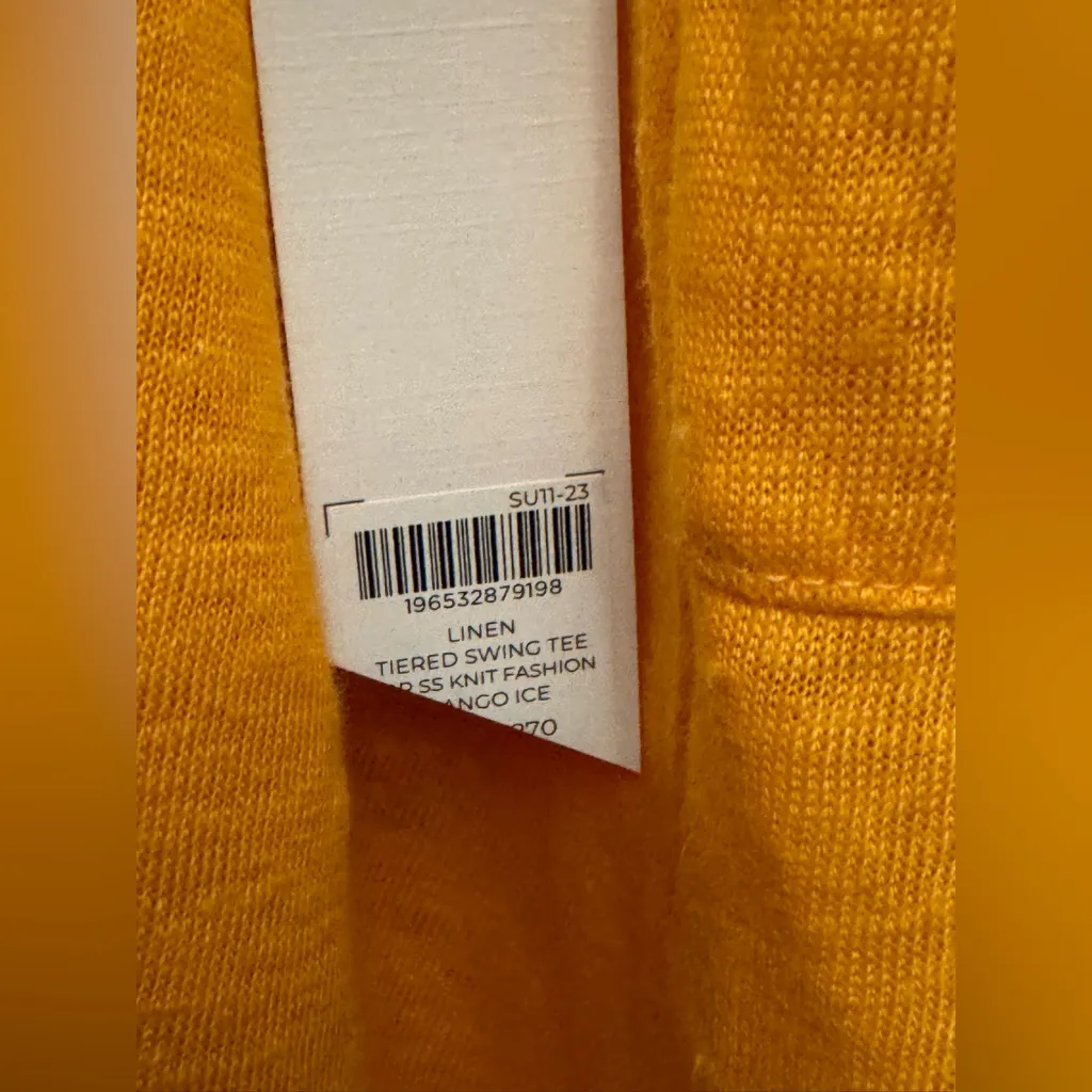 NWT Chicos Size 3/XL Bright Orange Linen High Low Tiered Back Slub Shirt - Image 13