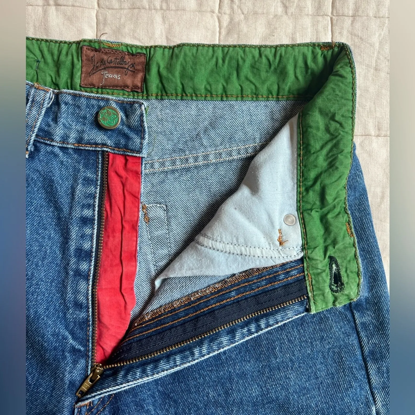 RARE VTG JC de Castlebajac 100% Cotton Blue Jean Rolled Raw Hem Shorts 90s - Image 9