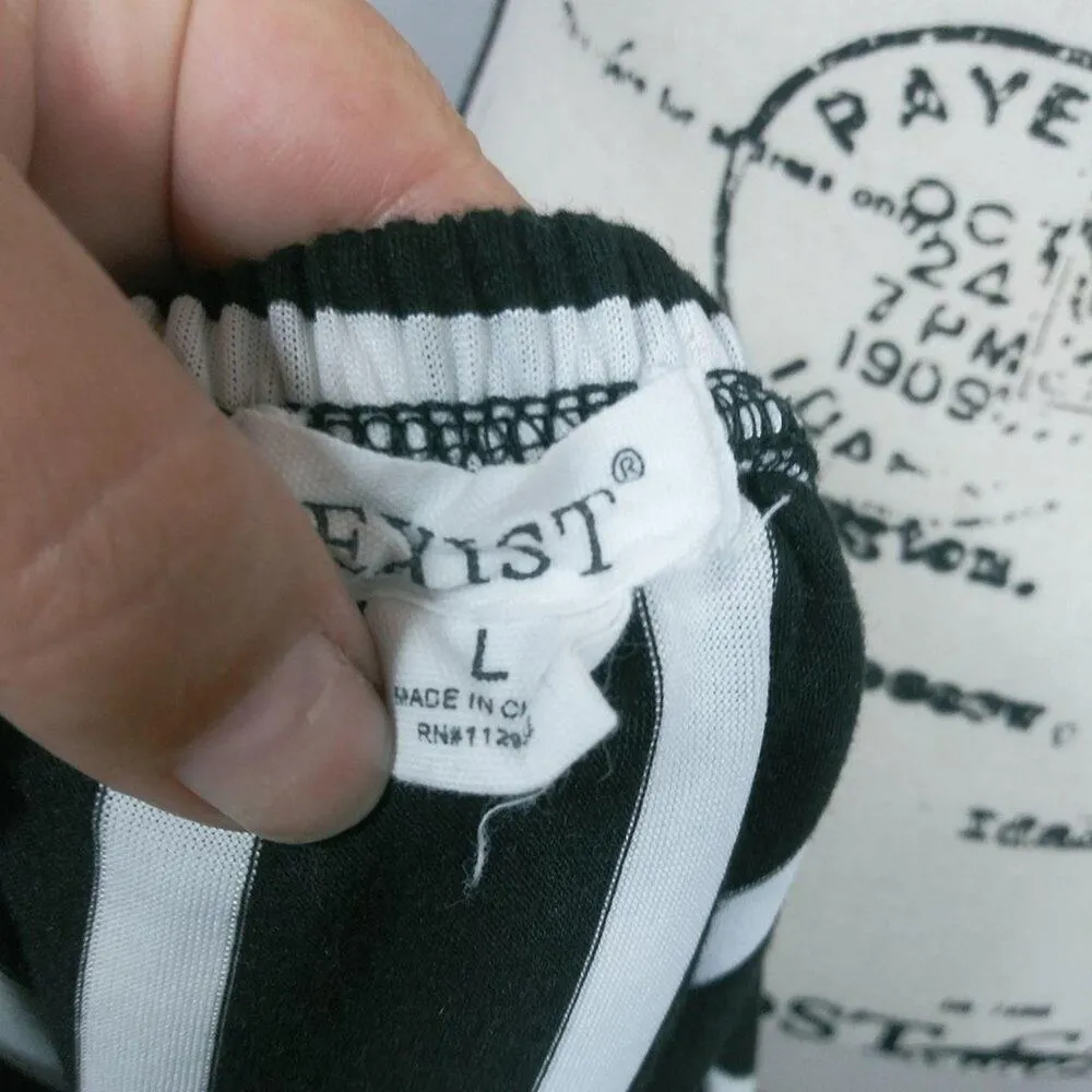Exist Black & White Stripe Off Shoulder Dress Casual Festival Size L - Image 5