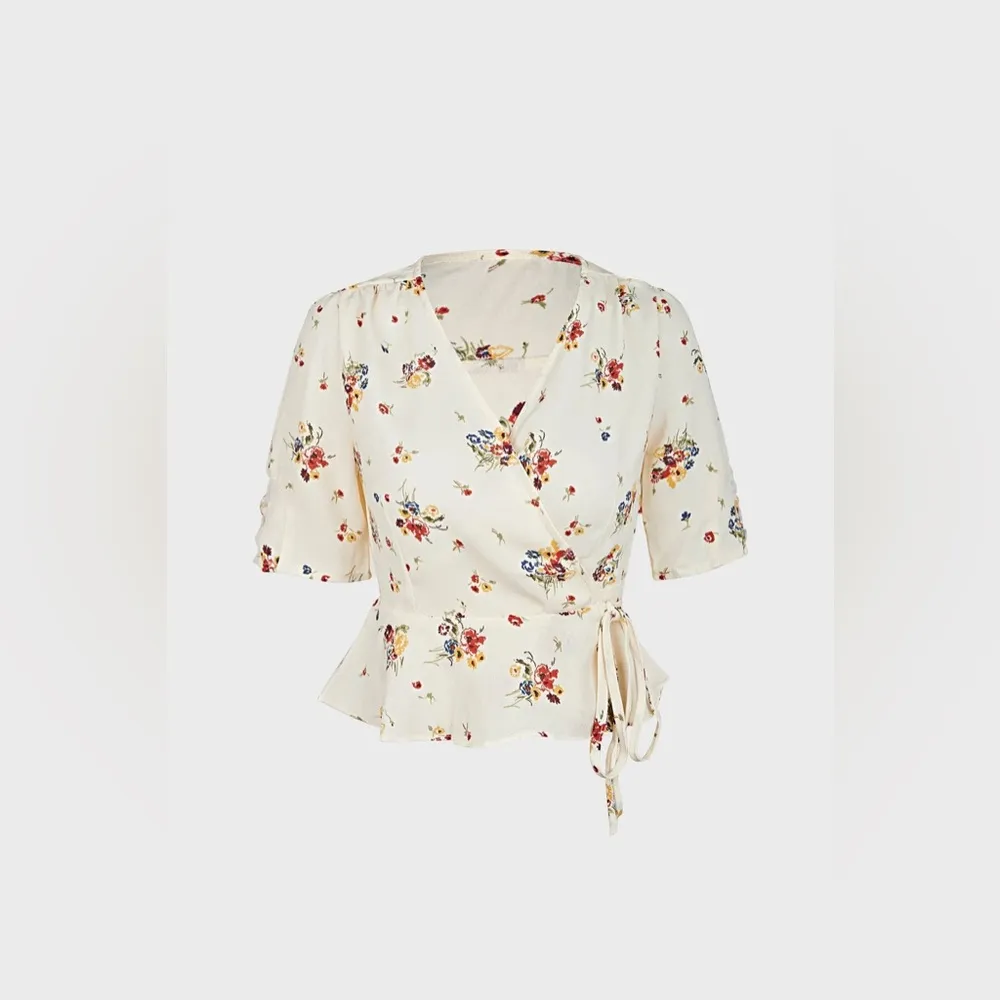 J.ING Jing Ivory Floral Print Surplice V - Image 7