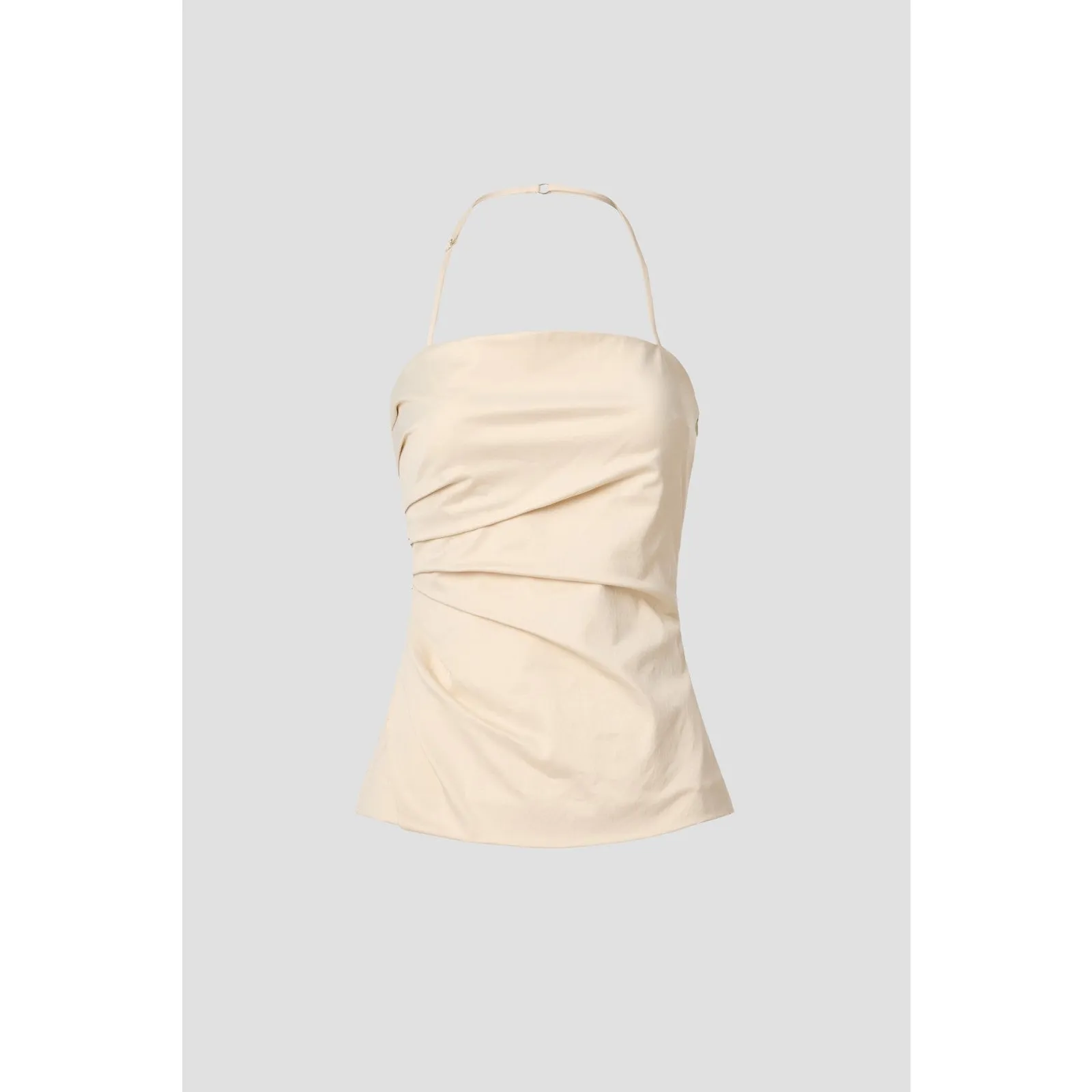 A.L.C. Charlotte Sateen Pleated Cream Sleeveless Halter Tank Top Size 8 - Image 5